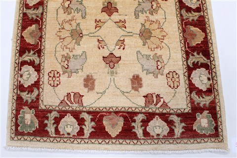 Pishavar Beige Runner Hand Knotted 28 X 97  Area Rug 250-23101 Image 4