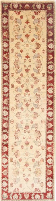 Pishavar Beige Runner Hand Knotted 28 X 97  Area Rug 250-23101 Image 0