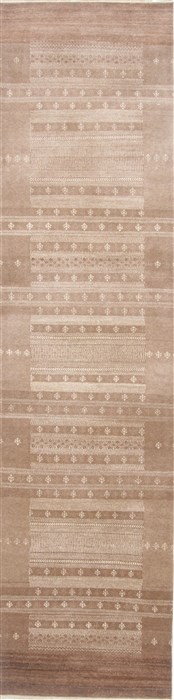 Modern Brown Runner Hand Knotted 27 X 101  Area Rug 250-23106 Image 0