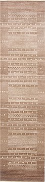 Modern Brown Runner Hand Knotted 2'7" X 10'1"  Area Rug 250-23106