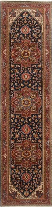 Serapi Blue Runner Hand Knotted 27 X 910  Area Rug 250-23114 Image 0