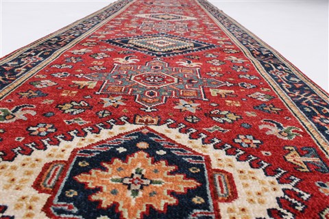 Karajeh Red Runner Hand Knotted 26 X 100 Area Rug 250-23119 Image 1