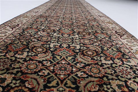 Herati Black Runner Hand Knotted 26 X 910 Area Rug 250-23122 Image 1