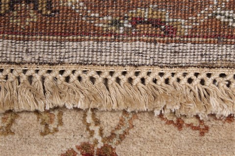 Kashan Beige Runner Hand Knotted 27 X 101 Area Rug 250-23136 Image 2