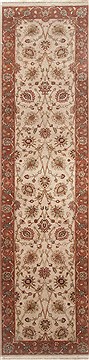 Kashan Beige Runner Hand Knotted 2'7" X 10'1"  Area Rug 250-23136