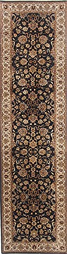 Kashmir Black Runner Hand Knotted 2'7" X 9'9"  Area Rug 250-23138