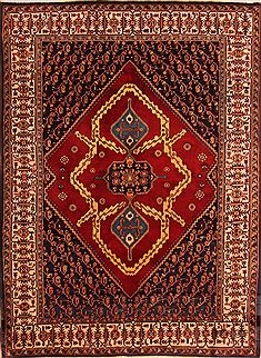 Persian Mashad Red Rectangle 6x9 ft Wool Carpet 23151