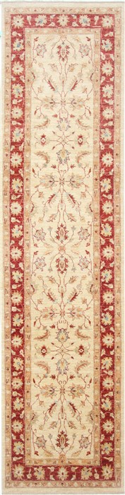 Chobi Beige Runner Hand Knotted 28 X 106  Area Rug 250-23199 Image 0
