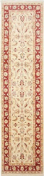 Pakistani Chobi Beige Runner 10 to 12 ft Wool Carpet 23199