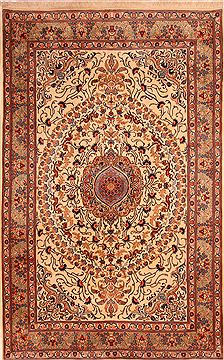 Persian Kashmar Beige Rectangle 7x10 ft Wool Carpet 23212