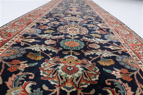 Kashan Blue Runner Hand Knotted 28 X 911 Area Rug 250-23218 Image 1