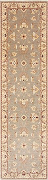 Pakistani Pishavar Grey Runner 10 to 12 ft Wool Carpet 23225