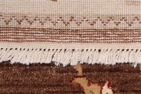 Chobi Brown Runner Hand Knotted 25 X 83 Area Rug 250-23228 Image 2