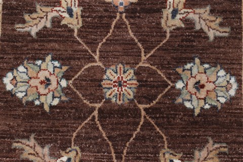 Chobi Brown Runner Hand Knotted 25 X 83 Area Rug 250-23228 Image 5