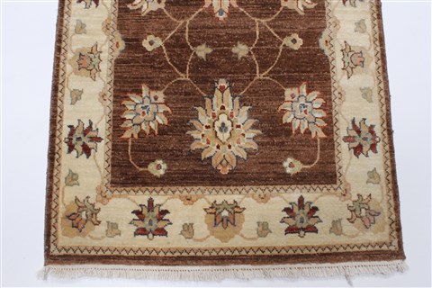 Chobi Brown Runner Hand Knotted 25 X 83 Area Rug 250-23228 Image 6