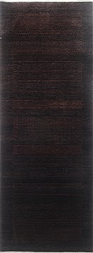 Gabbeh Brown Runner Hand Knotted 3'1" X 8'1"  Area Rug 250-23245