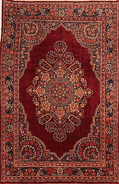 Persian Yazd Red Rectangle 7x10 ft Wool Carpet 23257