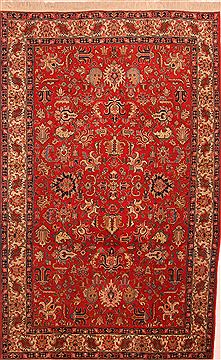 Tabriz Red Hand Knotted 6'6" X 10'5"  Area Rug 100-23260