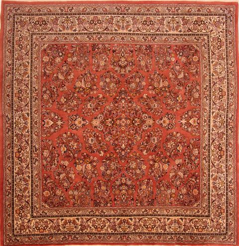 Sarouk Red Hand Knotted 85 X 87 Area Rug 100-23265 Image 0