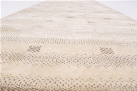 Gabbeh Beige Runner Hand Knotted 27 X 81 Area Rug 250-23267 Image 1