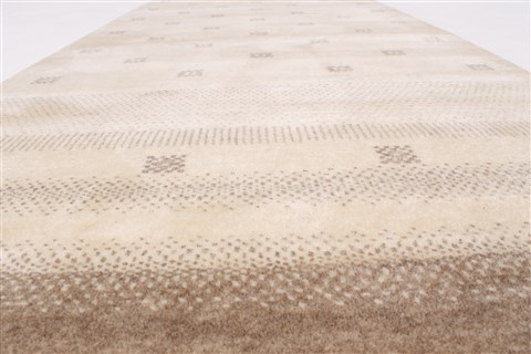 Gabbeh Beige Runner Hand Knotted 27 X 81 Area Rug 250-23267 Image 2