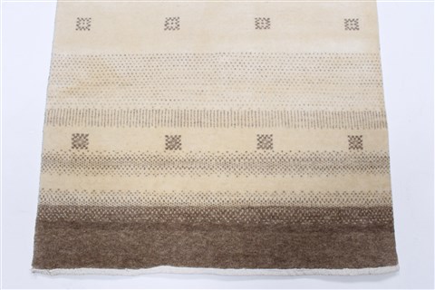 Gabbeh Beige Runner Hand Knotted 27 X 81 Area Rug 250-23267 Image 4