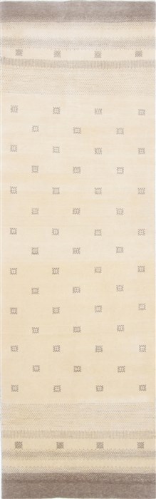 Gabbeh Beige Runner Hand Knotted 27 X 81 Area Rug 250-23267 Image 0