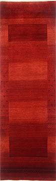 Gabbeh Red Runner Hand Knotted 2'6" X 7'10"  Area Rug 250-23268