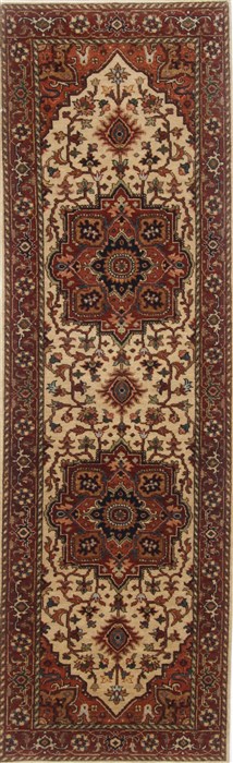 Serapi Beige Runner Hand Knotted 26 X 81  Area Rug 250-23296 Image 0