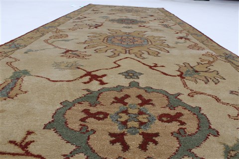 Chobi Beige Runner Hand Knotted 30 X 81 Area Rug 250-23297 Image 1