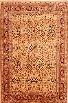 Persian Hereke Yellow Rectangle 7x10 ft Wool Carpet 23311