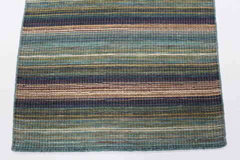 Modern Green Runner Hand Knotted 26 X 80  Area Rug 250-23315 Image 4