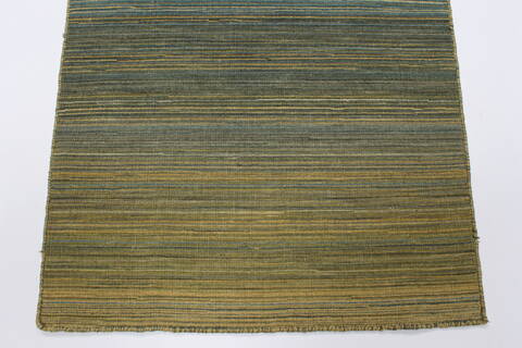 Modern Green Runner Hand Knotted 26 X 80  Area Rug 250-23322 Image 4