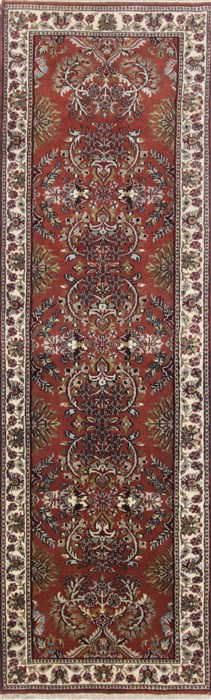 Kashmir Brown Runner Hand Knotted 26 X 711  Area Rug 250-23334 Image 0