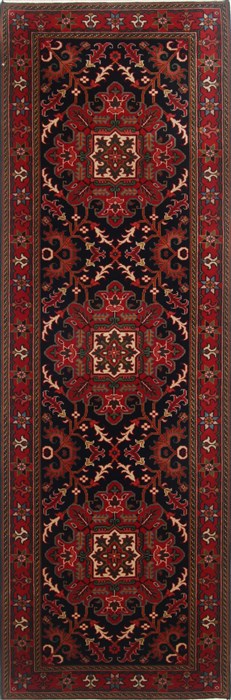 Heriz Black Runner Hand Knotted 28 X 711  Area Rug 250-23340 Image 0