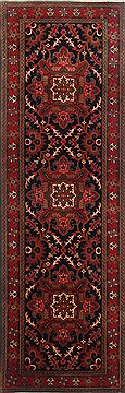 Indian Heriz Black Runner 6 to 9 ft Wool Carpet 23384