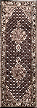 Kashmir Black Runner Hand Knotted 2'9" X 8'0"  Area Rug 250-23389