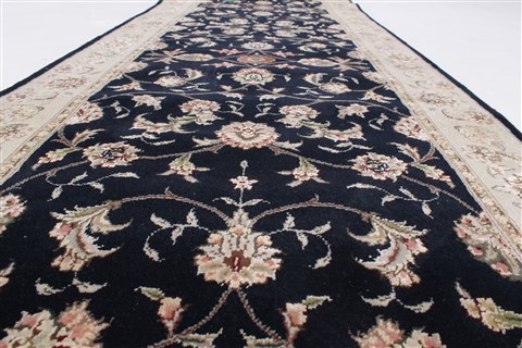 Tabriz Black Runner Hand Knotted 26 X 80 Area Rug 250-23394 Image 2