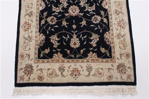 Tabriz Black Runner Hand Knotted 26 X 80 Area Rug 250-23394 Image 5