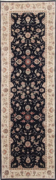 Tabriz Black Runner Hand Knotted 26 X 80 Area Rug 250-23394 Image 0