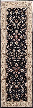 Tabriz Black Runner Hand Knotted 2'6" X 8'0"  Area Rug 250-23394
