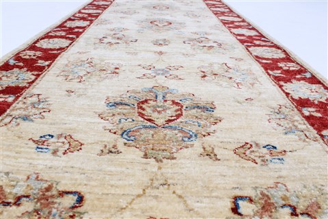 Pishavar Beige Runner Hand Knotted 27 X 81  Area Rug 250-23395 Image 2