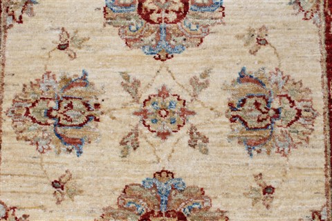 Pishavar Beige Runner Hand Knotted 27 X 81  Area Rug 250-23395 Image 4