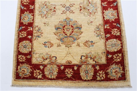 Pishavar Beige Runner Hand Knotted 27 X 81  Area Rug 250-23395 Image 5