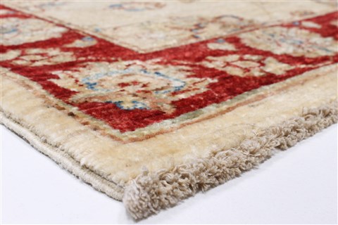 Pishavar Beige Runner Hand Knotted 27 X 81  Area Rug 250-23395 Image 6