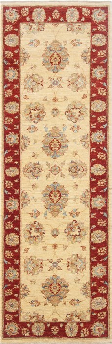 Pishavar Beige Runner Hand Knotted 27 X 81  Area Rug 250-23395 Image 0