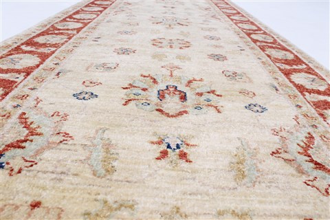 Pishavar Beige Runner Hand Knotted 28 X 86 Area Rug 250-23396 Image 2