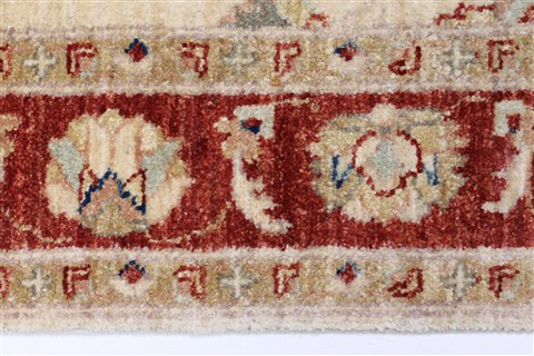 Pishavar Beige Runner Hand Knotted 28 X 86 Area Rug 250-23396 Image 4