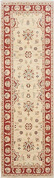Pishavar Beige Runner Hand Knotted 2'8" X 8'6"  Area Rug 250-23396