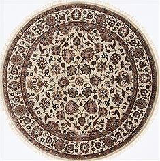 Kashmir Beige Round Hand Knotted 5'0" X 5'0"  Area Rug 250-23410